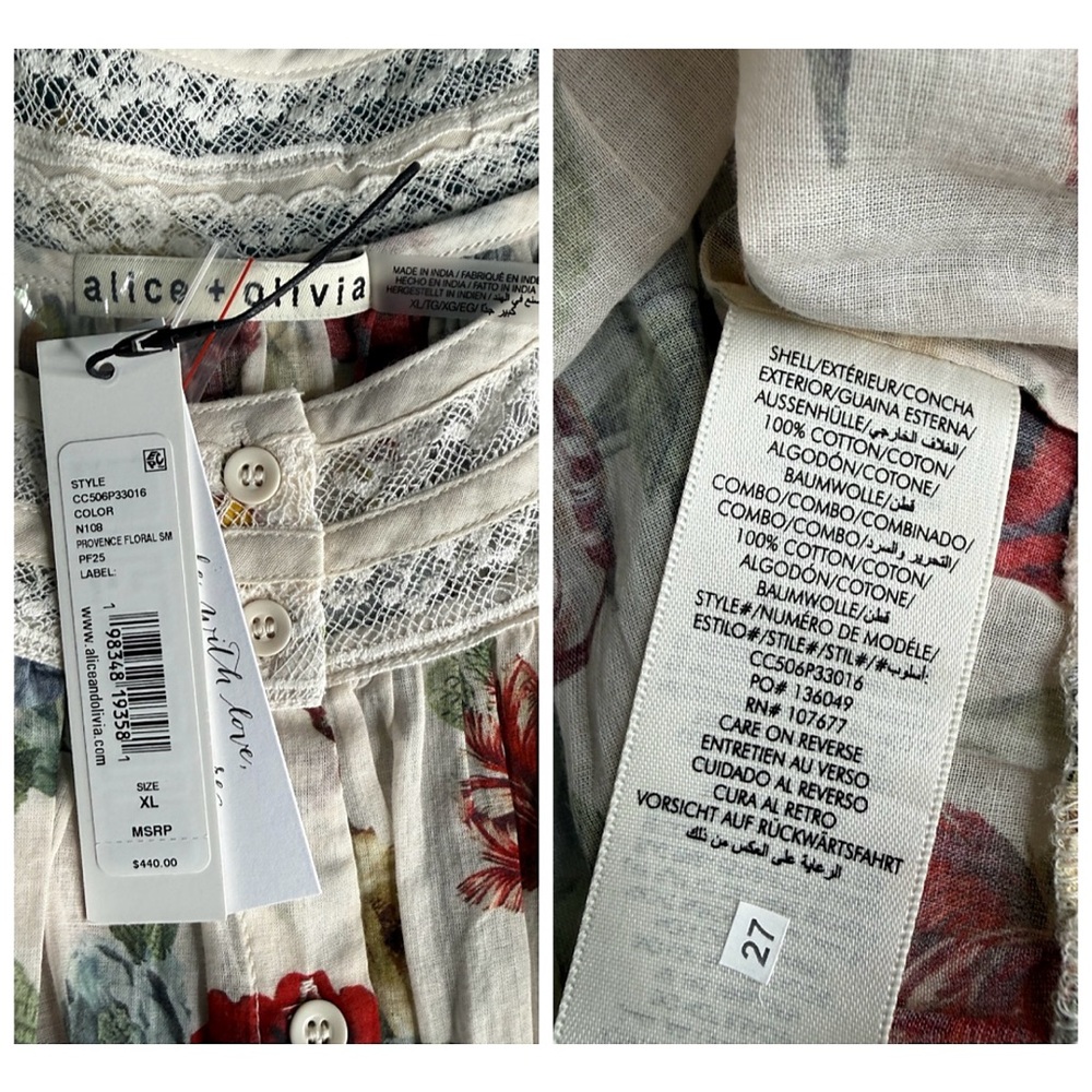 Alice + Olivia Cherelle Floral Button Down Blouse Top - Picture 11 of 12